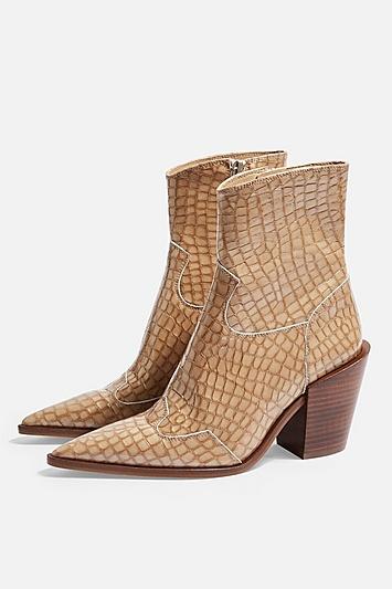 Topshop Howdie Leather Western Boots
