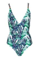 Topshop Tall Palm Print Twist Strap Swimsuit