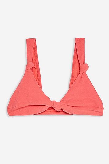 Topshop Velour Knot Triangle Bikini Top