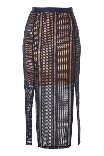 Topshop Tall Geometric Lace Split Midi Skirt