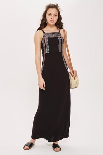 Topshop Aztec Embroidered Maxi Dress