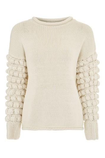 Topshop Handknit Bobble Sleeve Jumper
