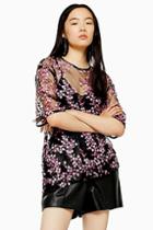 Topshop Mesh Pink Sequin T-shirt