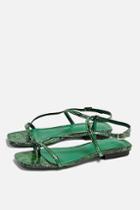 Topshop Haven Green Flat Sandals
