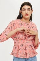 Topshop Ditsy Floral Tuck Waist Top
