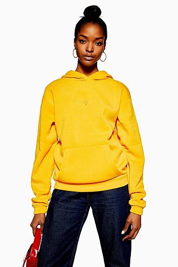 Topshop Tall Yellow Heart Hoodie
