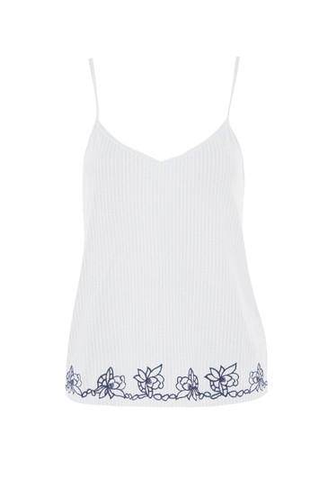Topshop Oxford Stripe Embroidered Night Camisole