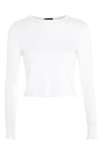 Topshop Long Sleeve Lettuce Crop Top