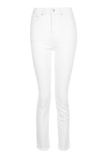 Topshop Moto White Raw Hem Straight Leg Jeans