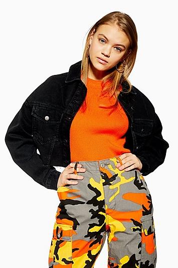Topshop Hacked Off Denim Cropped Jacket