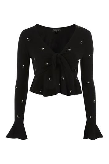 Topshop Embroidered Floral Crop Top