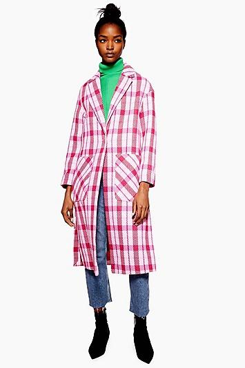 Topshop Check Side Split Coat