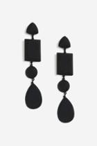 Topshop Black Matte Facet Shape Drop Earrings