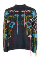 Topshop Luxe Floral Stitch Tassel Jumper