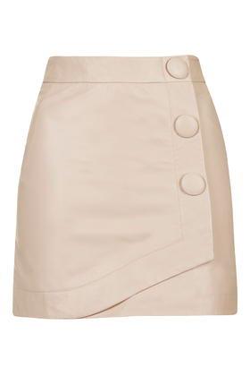 Topshop Blush Leather Wrap Skirt