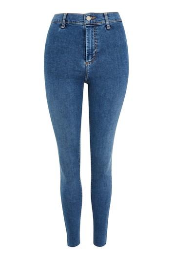 Topshop Moto Mid Blue Raw Hem Joni Jeans