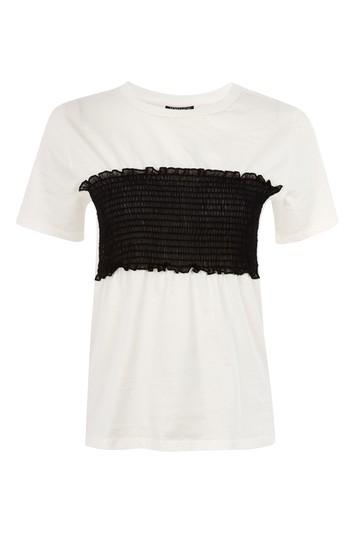 Topshop Mesh Shirring Tee