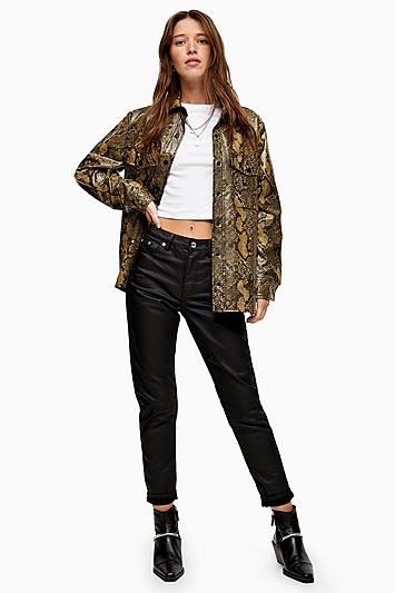 Topshop Black Coated Mom Jeans