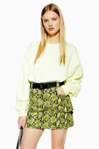 Topshop Snake Clip Buckle Denim Skirt