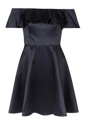 Topshop Satin Frill Bardot Dress