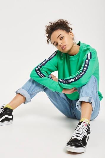 Topshop Tall Taped Sleeve Sweatshirt