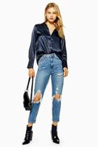 Topshop Bleached Ripped Mom Jeans