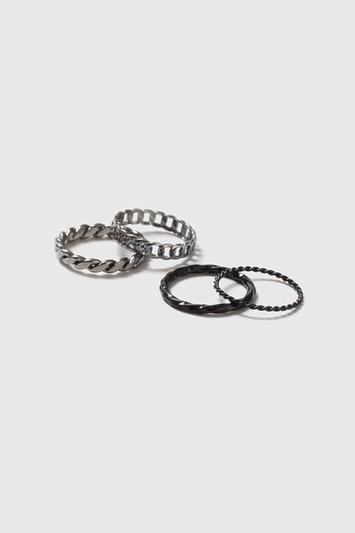 Topshop Black Metal Rings Pack