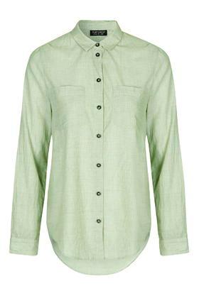 Topshop Light Chambray Fitted Shirt