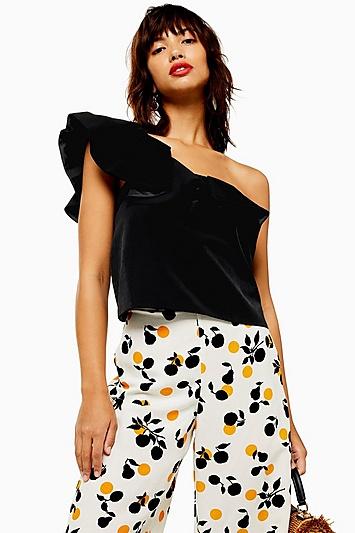 Topshop Ruffle One Shoulder Blouse