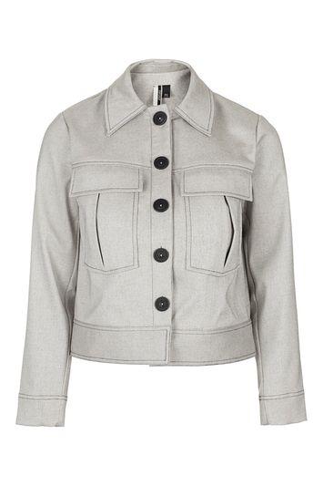 Topshop Bonded Button Down Jacket