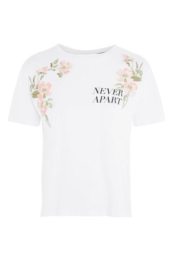 Topshop 'never Apart' Slogan Embroidered T-shirt