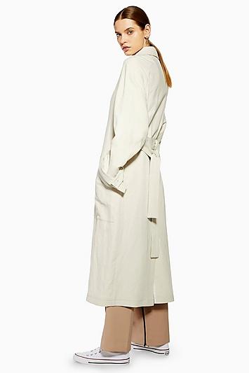 Topshop *slim Longline Duster Coat With Linen By Boutique