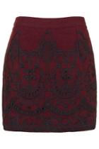 Topshop Embroidered Melton Mini Skirt