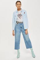 Topshop Mid Blue Cropped Wide Leg