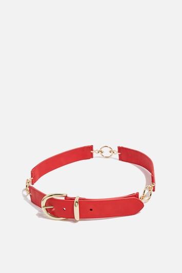 Topshop Faux Leather Logo Link Belt