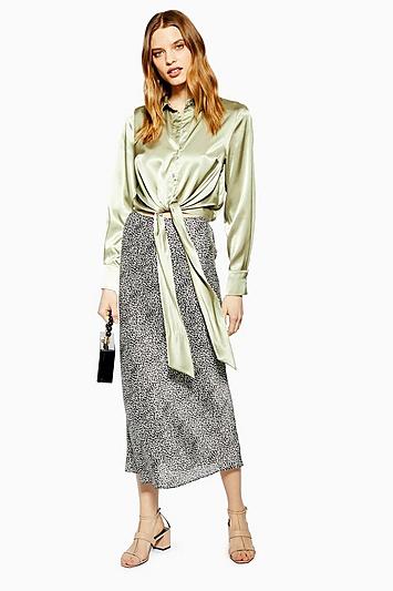 Topshop Petite Animal Spot Bias Skirt