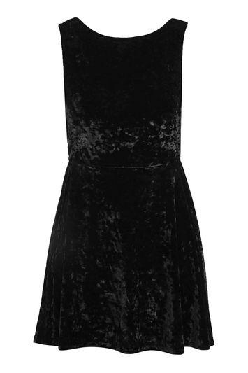 Topshop Low Back Velvet Skater Dress