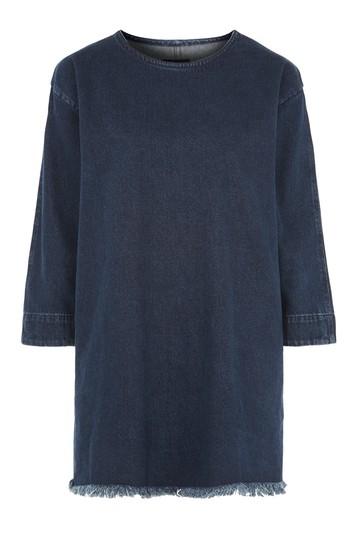 Topshop *denim T-shirt Dress With Rip And Repair By Waven