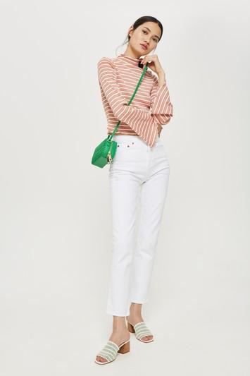 Topshop Moto Straight Raw Hem Straight Leg Jeans
