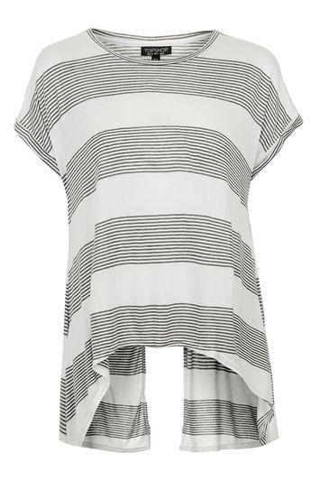 Topshop Striped Split Back Tee