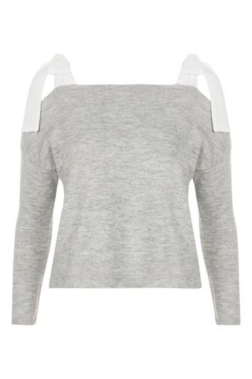 Topshop Petite Tie Sleeve Knitted Top