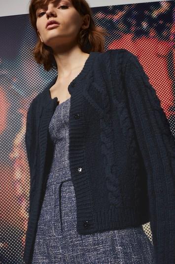 Topshop Lfw *cable Knit Cardigan