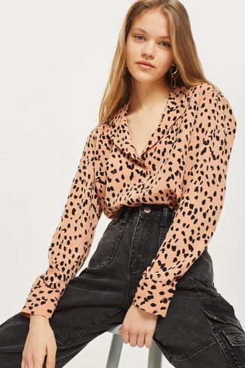 Topshop Tall Satin Animal Pj Shirt