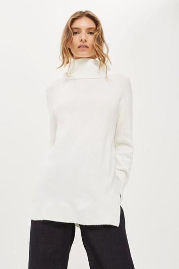 Topshop Oversized Funnel Neck Knitted Sweater