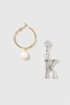 Topshop Mismatched K Initial Earring And Hoop By Unique