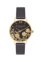 Topshop *lace Detail Black N Gold Watch By Olivia Burton