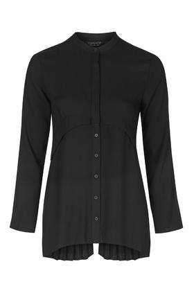 Topshop Pleat Back Collarless Shirt