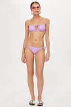 Topshop Lilac Tie Side Ribbed Bikini Bottoms