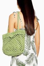 Topshop Fizzle Green Straw Tote Bag