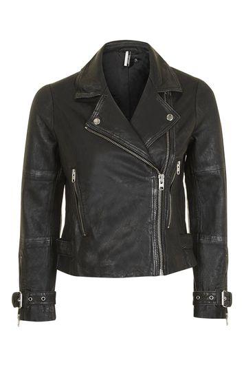 Topshop Petite Wolf Leather Biker Jacket
